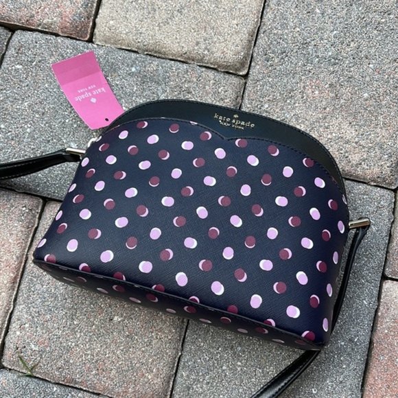 Kate Spade Bags | Kate Spade Payton Dome Crossbody with Fiesta Dot Black Multi | Color: Black/Purple | Size: Medium | Fine_Closet's Closet